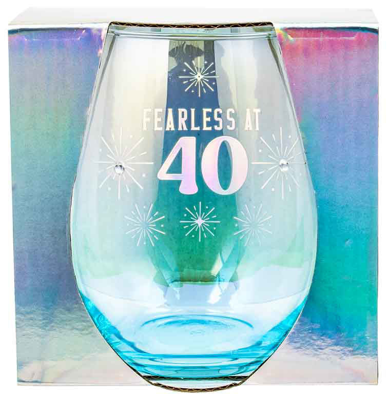 Birthday Stemless Wine Glass Holographic 40th