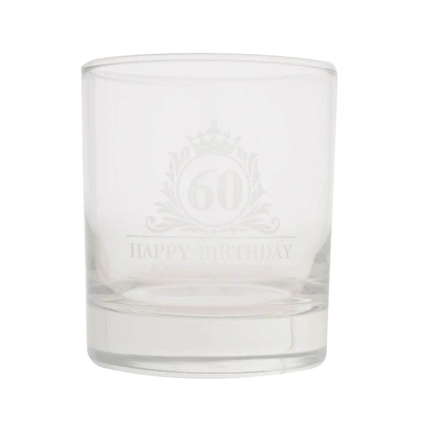 Birthday Whiskey Glass & Slate Coaster Set in Wooden Box 60th