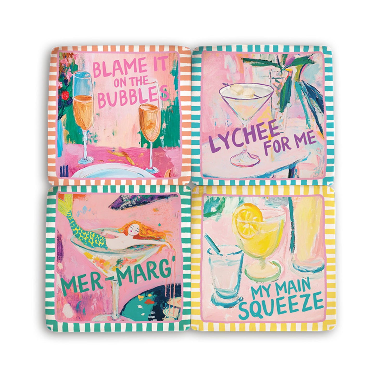 RESIN COASTER SET OF 4 'COCKTAILS'