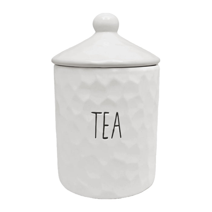 Ceramic Tea Cannister White Spade Design