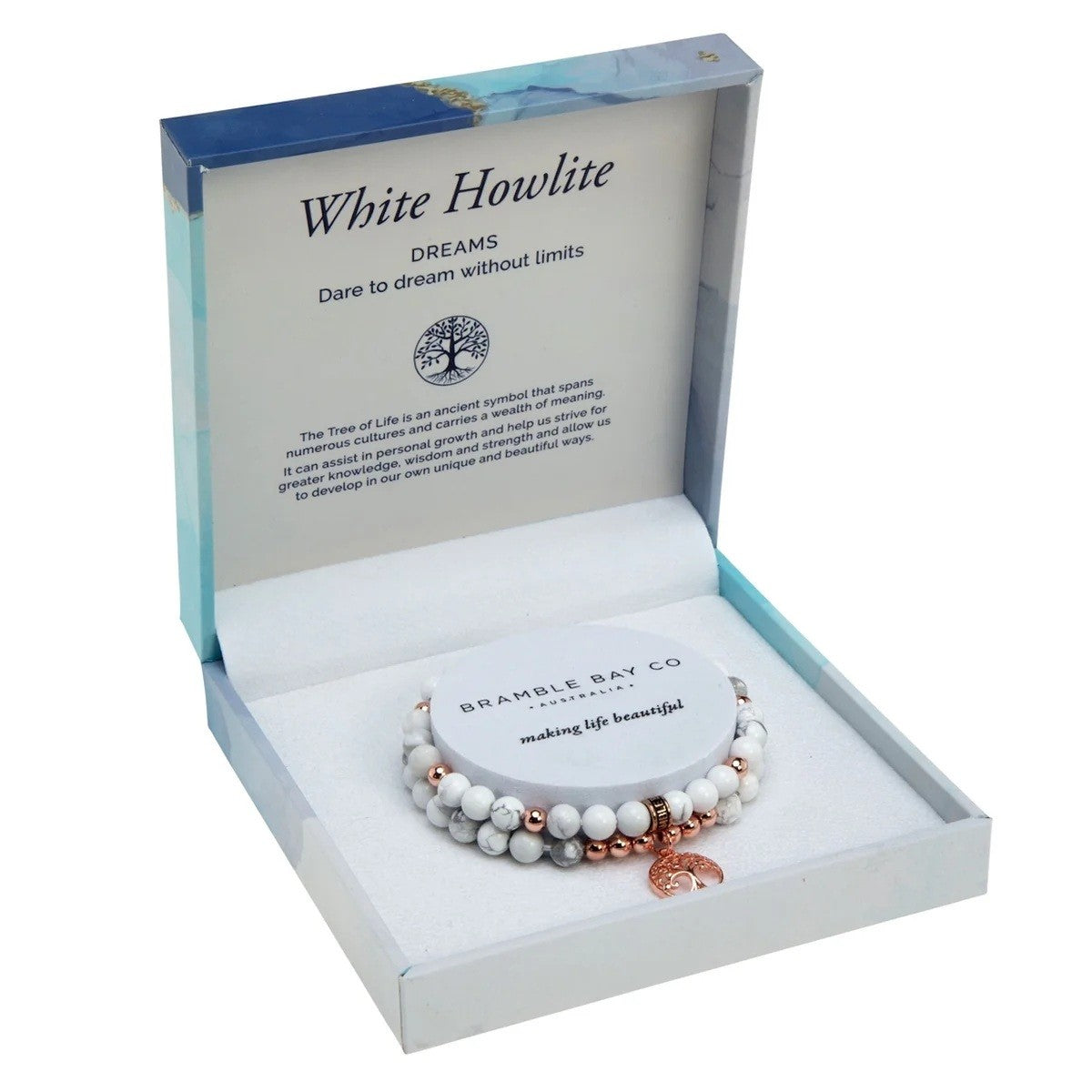 Bramble Bay Duo Bracelet Set White Howlite With Rose Gold