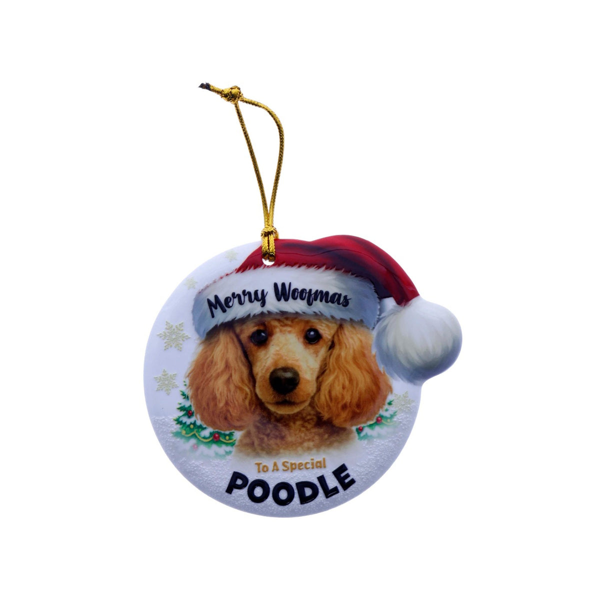 Christmas Sentiment Ceramic Plaque Dog Poodle Brown