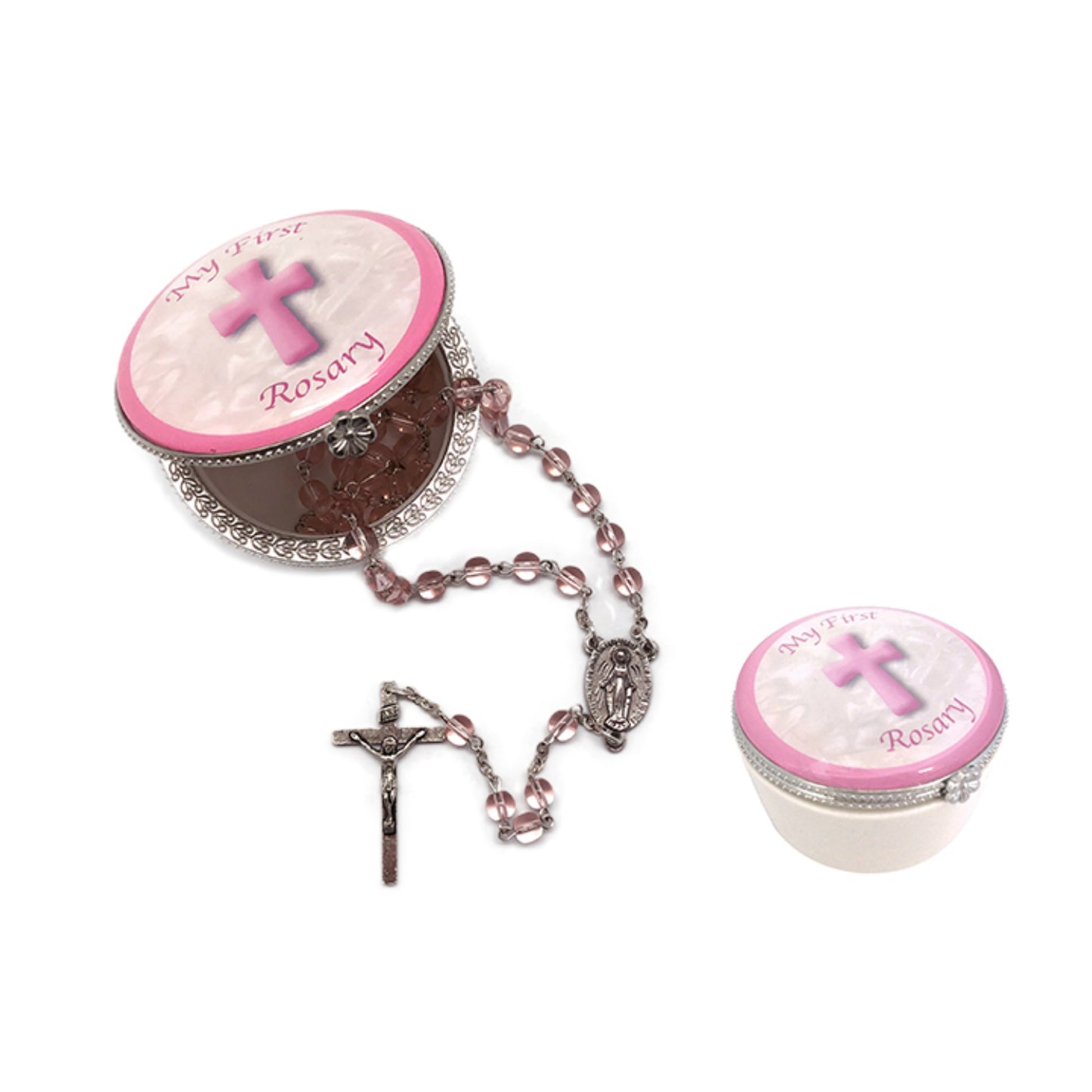 FIRST ROSARY IN PORCELAIN BOX PINK