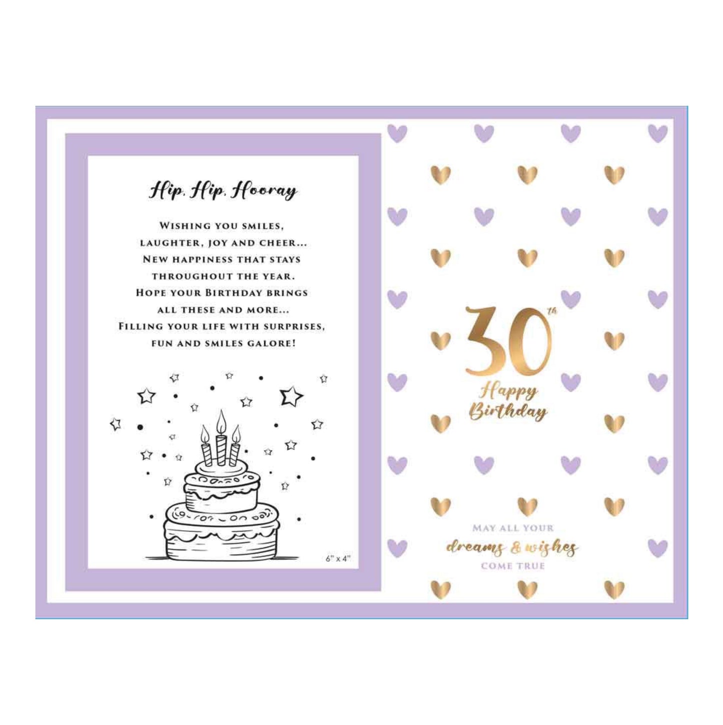 Birthday Photo Frame Glass Sweet Hearts 30th