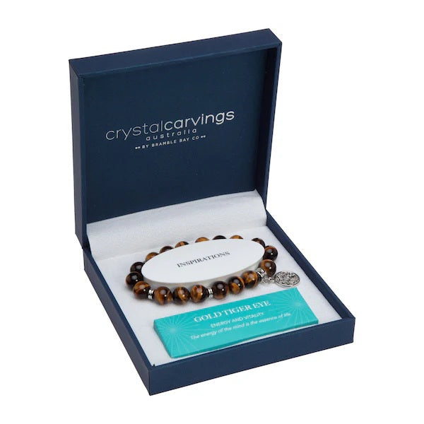 Bramble Bay Bracelet Gold Tiger Eye Tree Life Charm