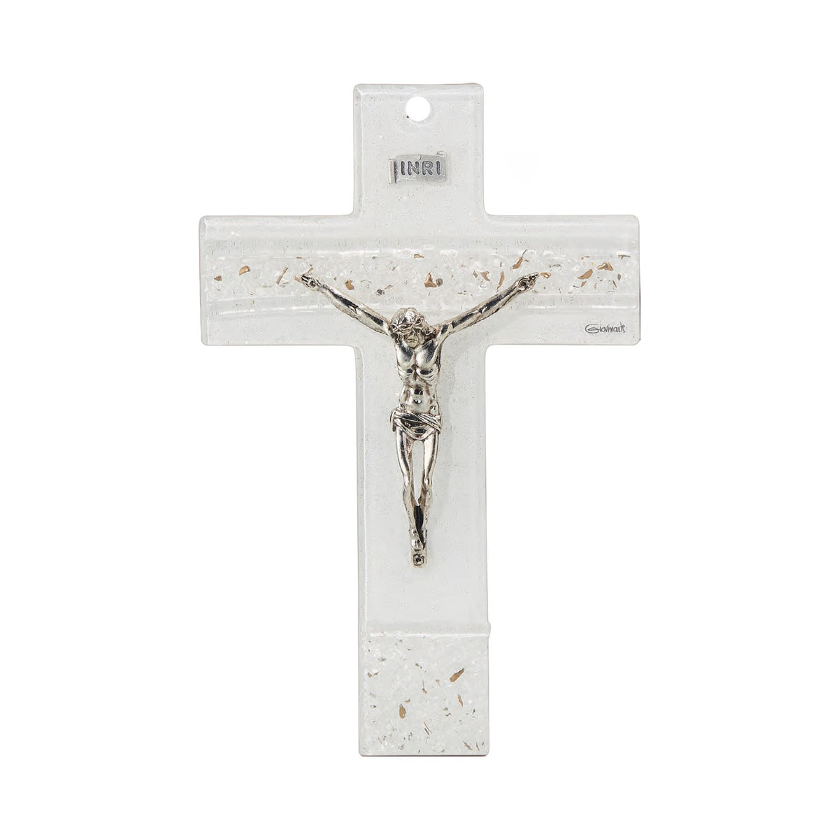 Murano Glass Gold Flex Hanging Crucifix With Jesus
