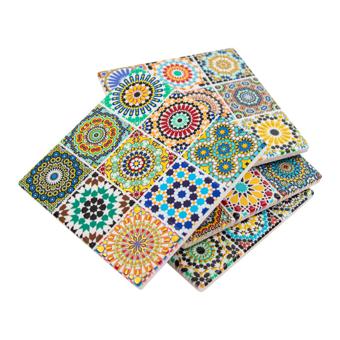 CERAMIC COASTERS SQUARE SET OF 4 HEPBURN