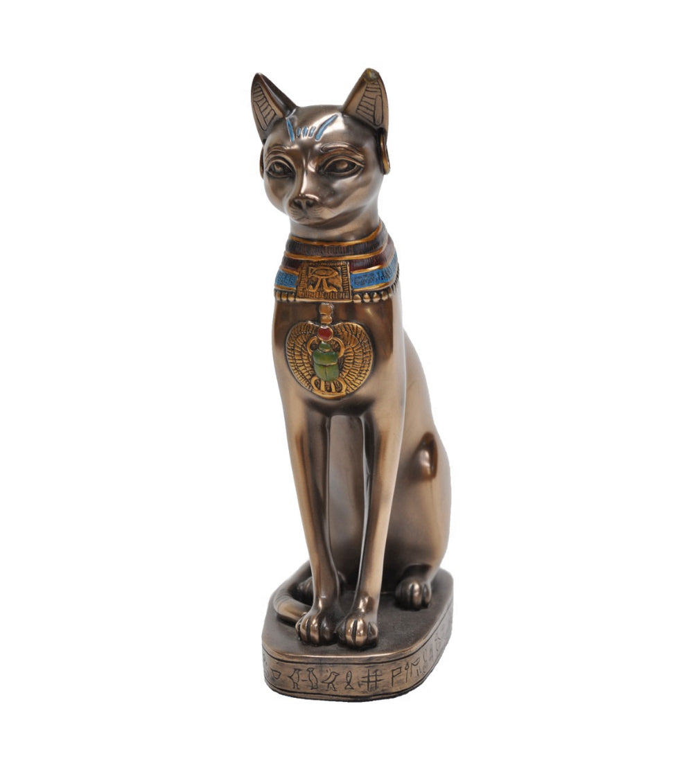 VERONESE DESIGNS EGYPTIAN BRONZE CAT WITH EARRINGS SMALL