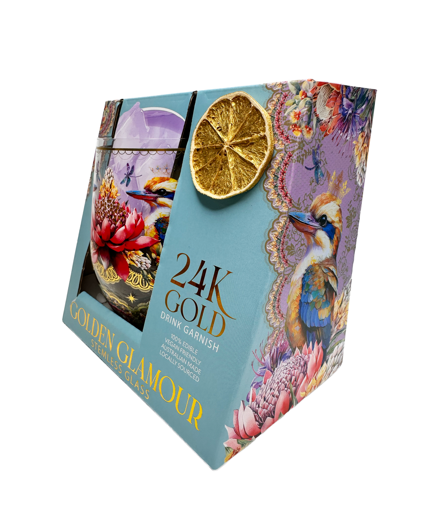 Lisa Pollock Stemless Glass Gold Detailing With 24K Gold Lime Garnish Vintage Kookas