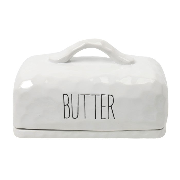 Ceramic Butter Dish White Spade Design