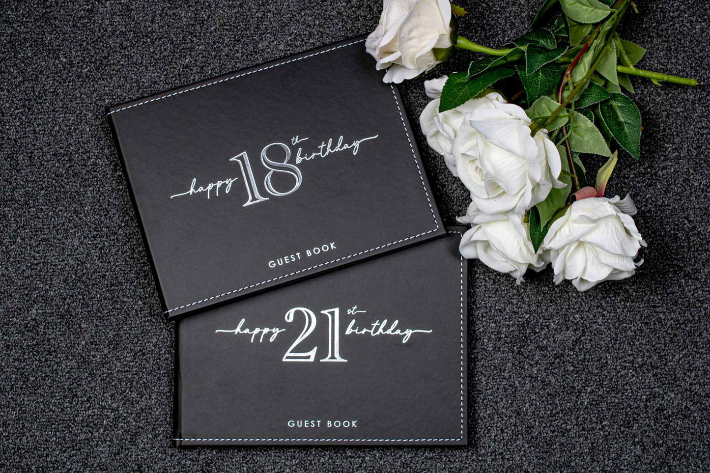 GUEST BOOK BLACK WITH SILVER WRITING 18TH BIRTHDAY