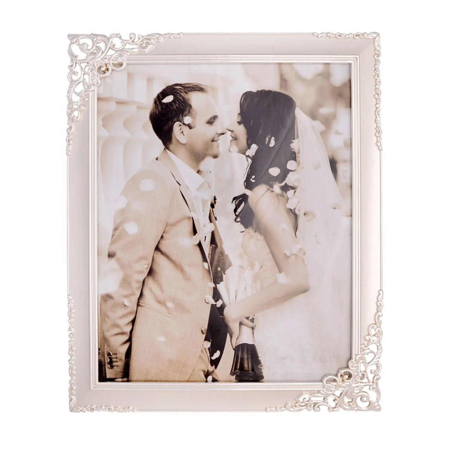 Photo Frame Silver Satin Wedding Design 8X10