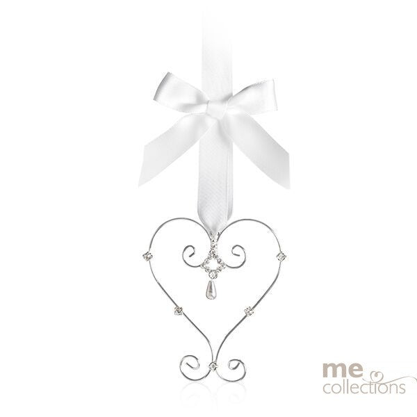 Wedding Charm Heart With Diamontes Silver