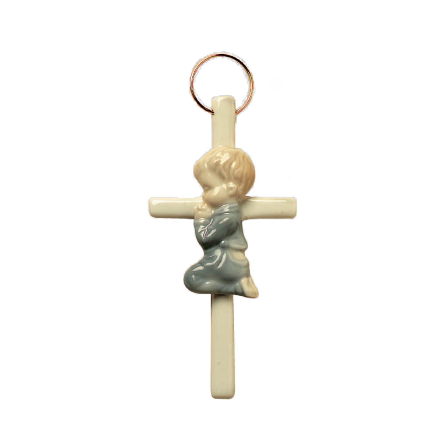 CERAMIC CROSS BOY PRAYING