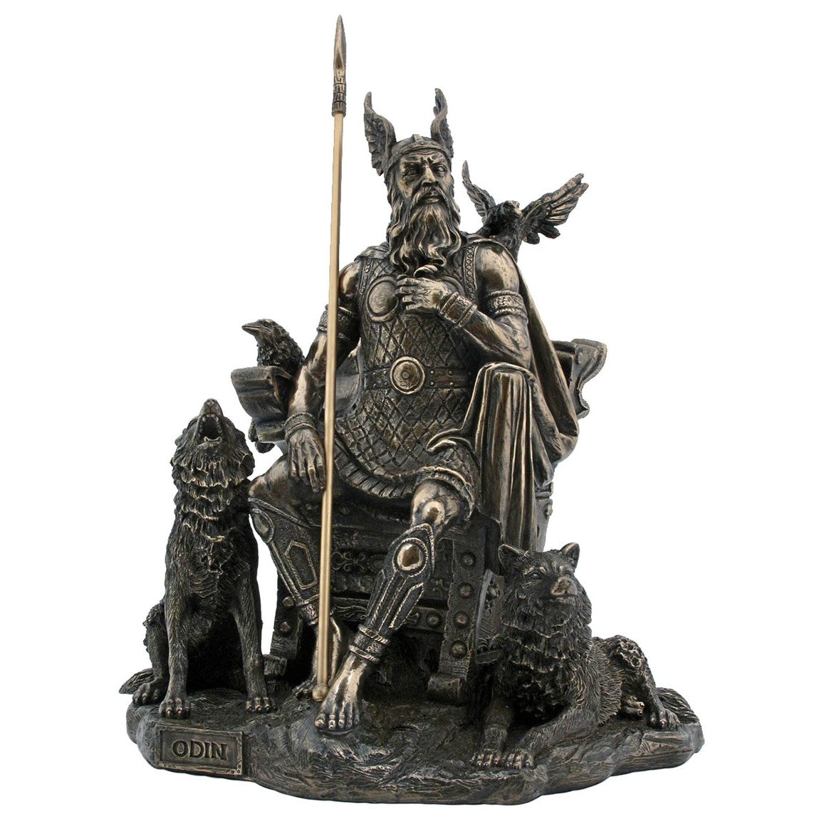 VERONESE DESIGNS BRONZE ODIN FIGURINE 28CM