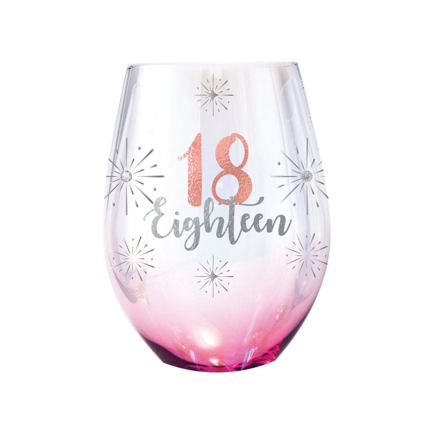 Birthday Stemless Wine Glass Holographic 18th