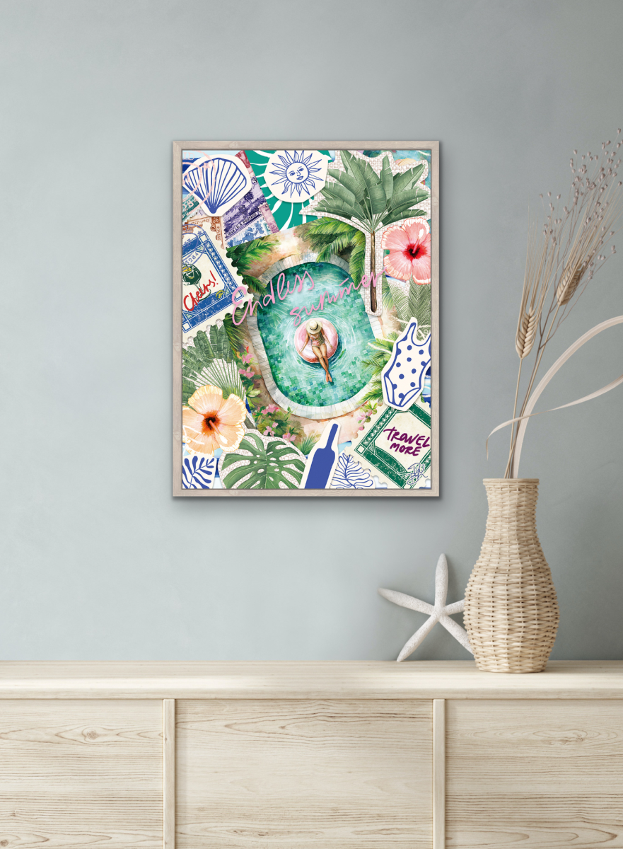 ARTWORK CANVAS PAINTED EMBELLISHMENT FINISH "ENDLESS SUMMER"