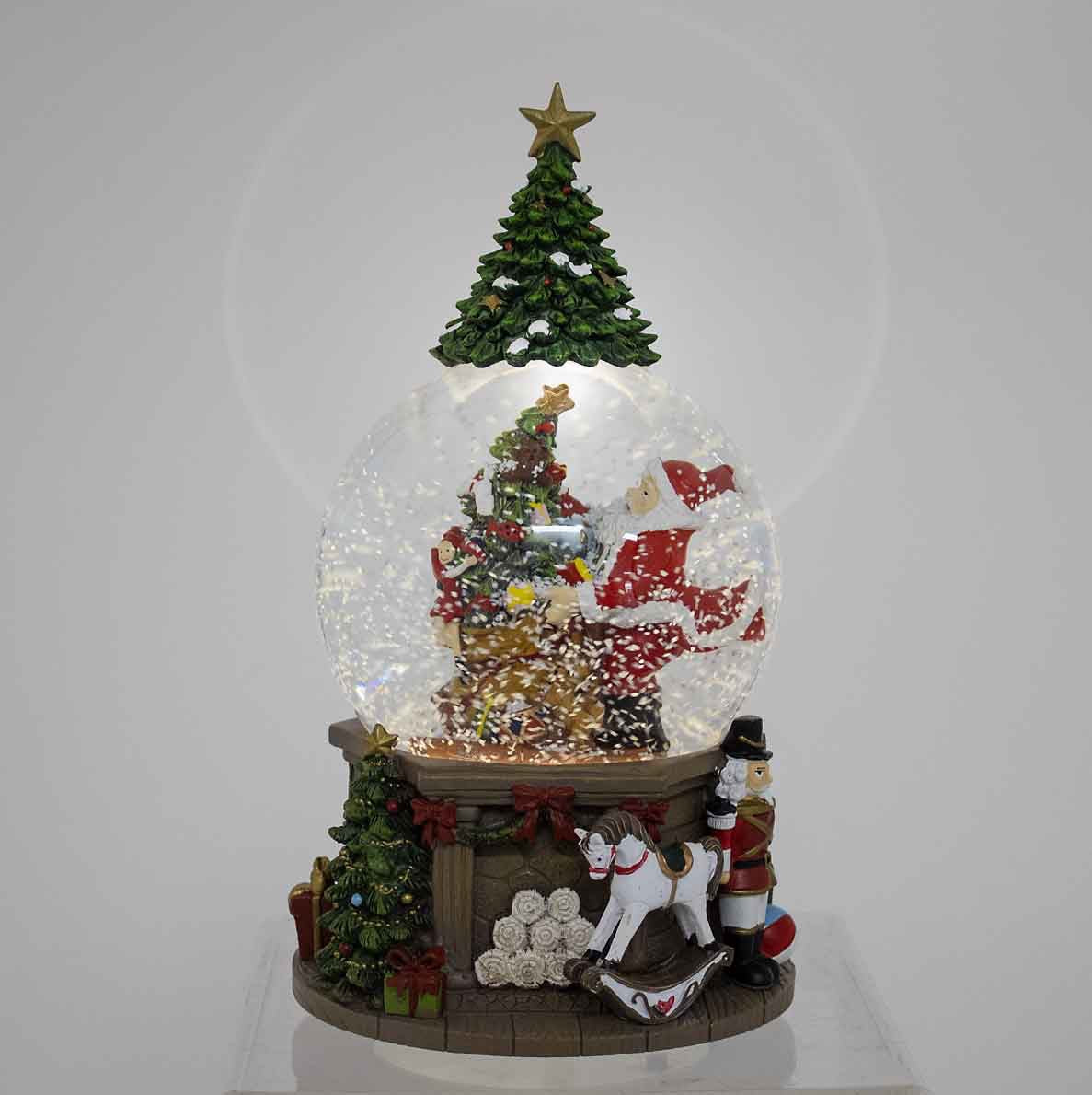 Christmas Snow Globe Santa Decorating Tree Snow Spray LED Musical