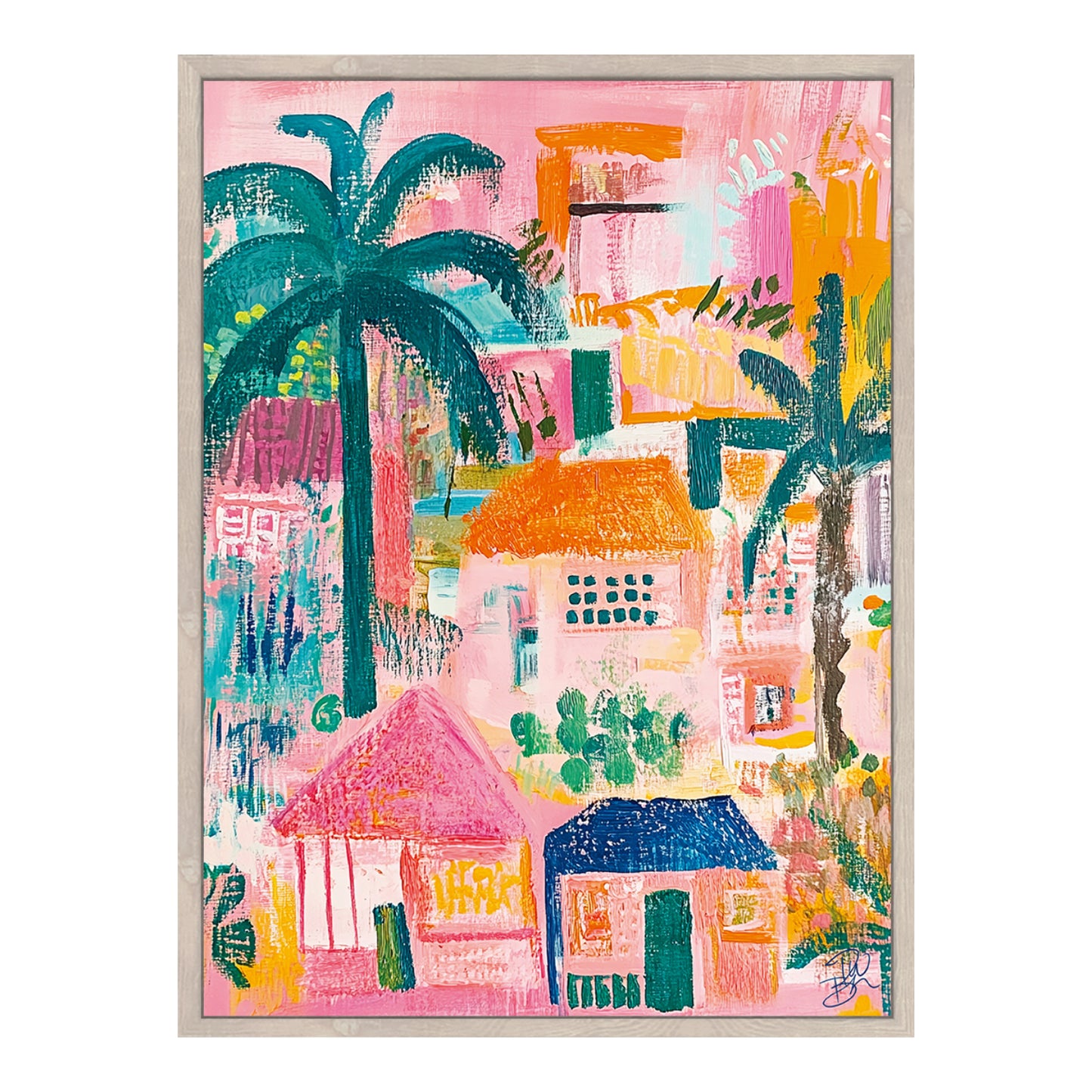 ARTWORK CANVAS PAINTED EMBELLISHMENT FINISH VILLAS