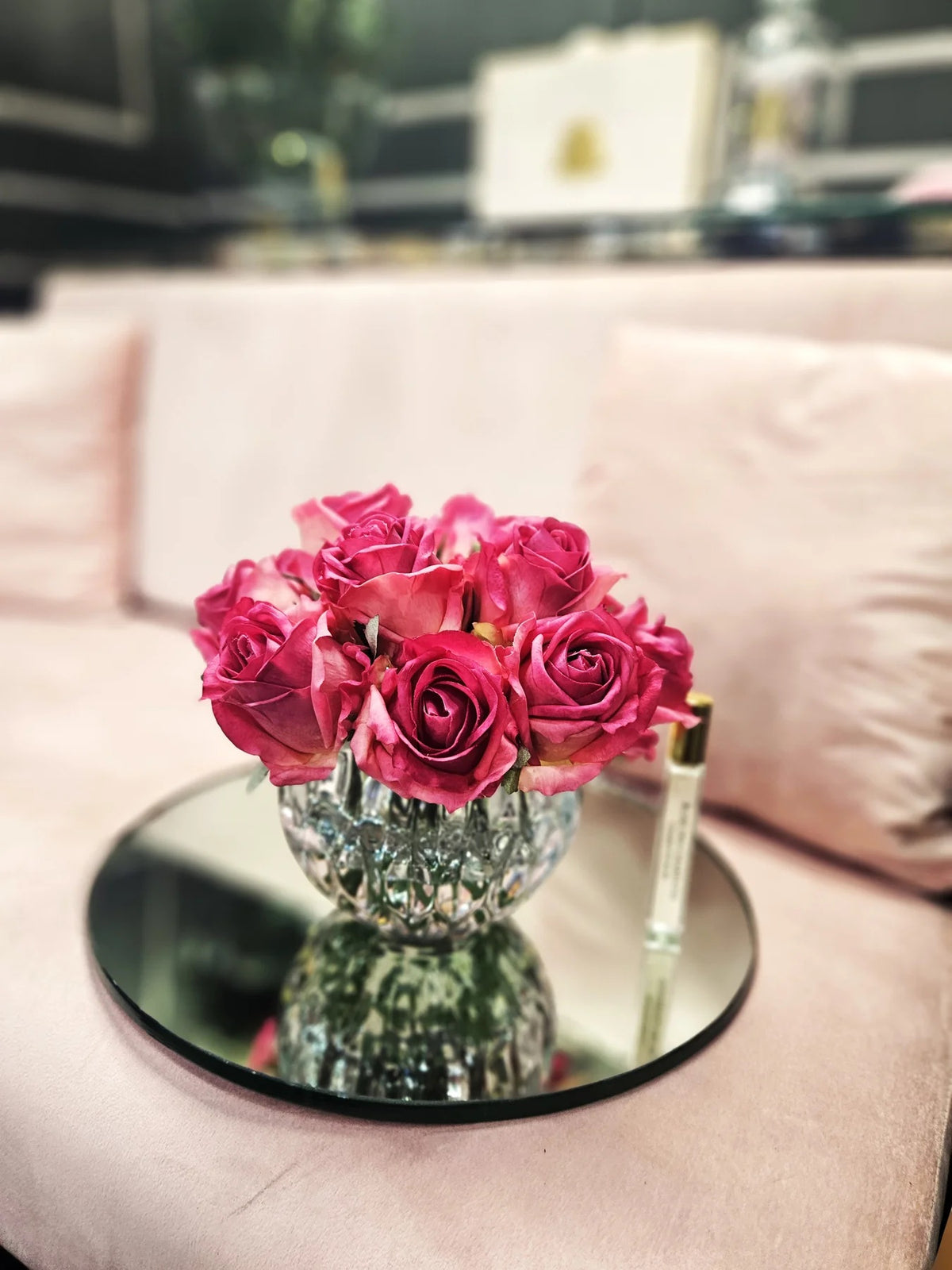 Cote Noire Luxury Round 13 Rose Bud Bouquet Magenta