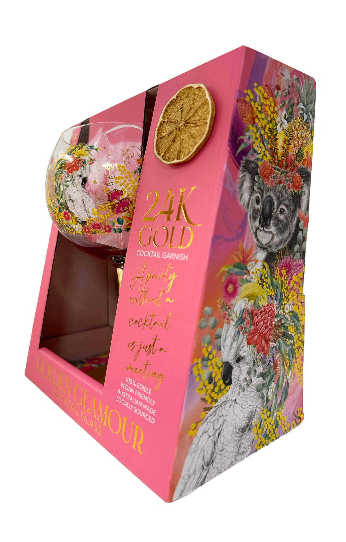 Lisa Pollock Golden Glamour Glass With 24K Gold Edible Lime Garnish Australian Natives