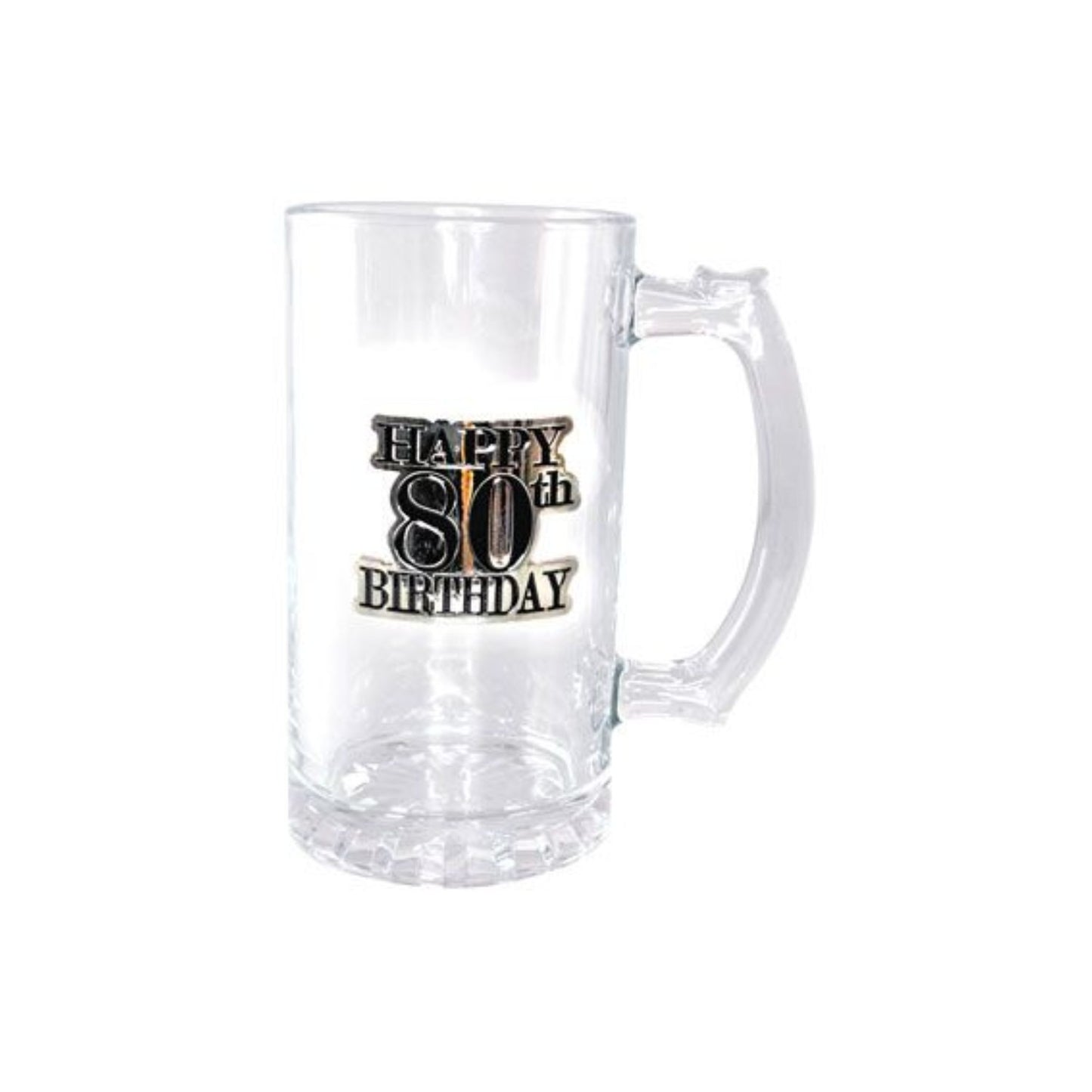 Birthday Beer Stein With Black & Silver Badge 80th