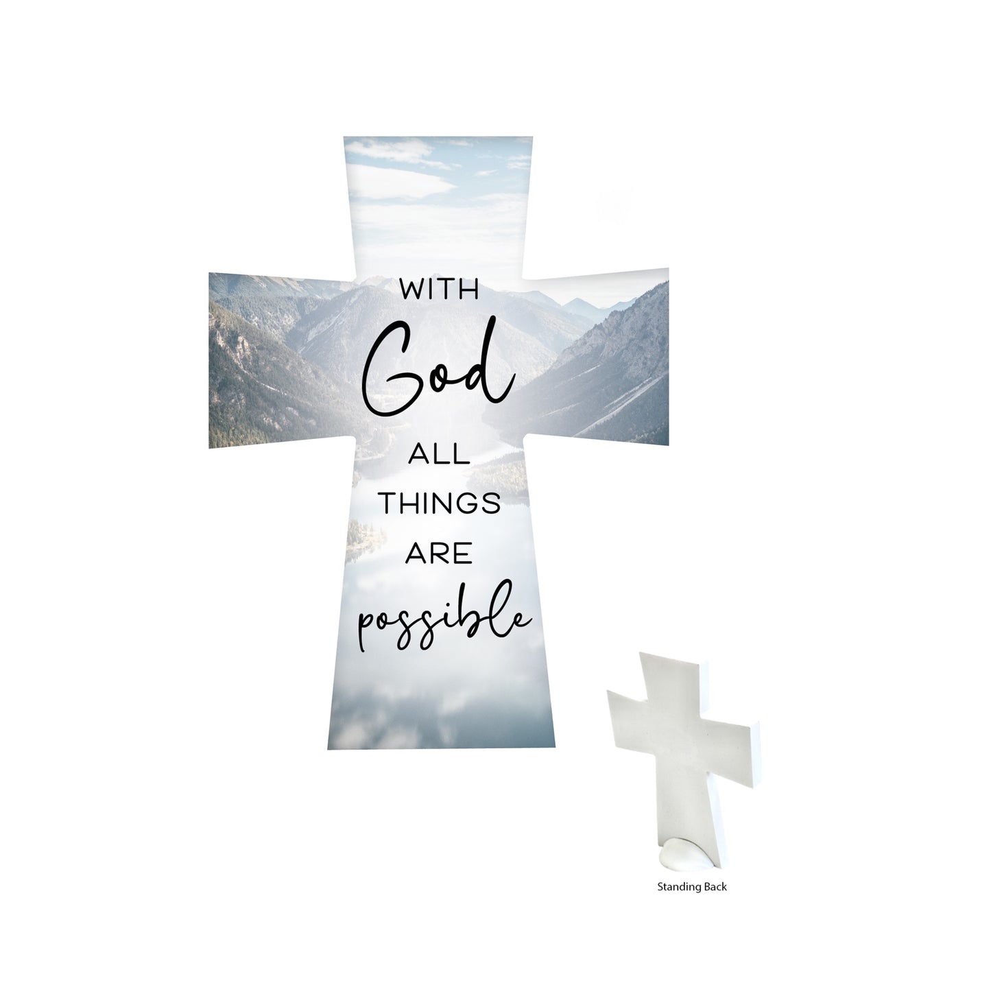 CERAMIC STANDING CROSS WITH GOD
