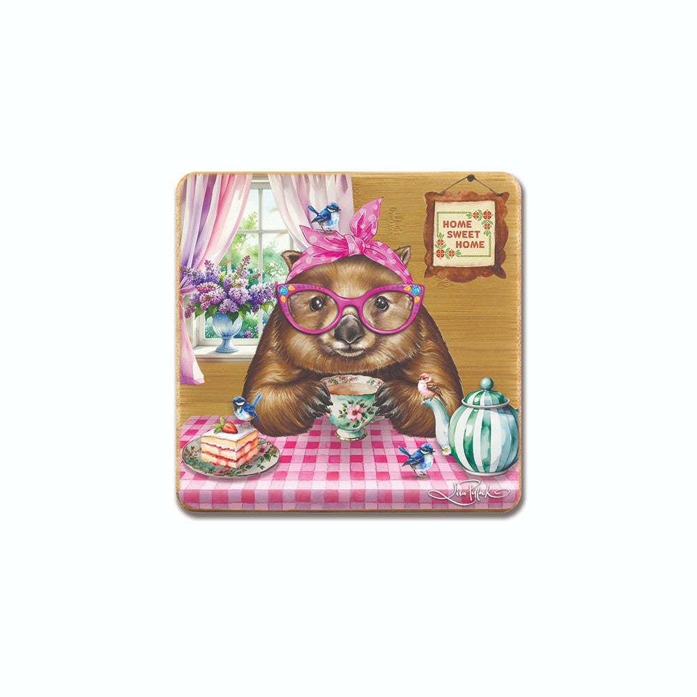 Lisa Pollock Bamboo Coasters Set Of Four Wonda Wombat