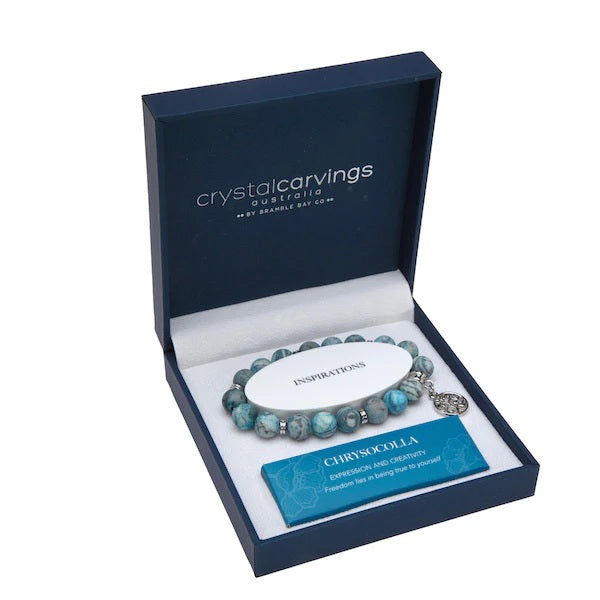 Bramble Bay Bracelet Chrysocolla Matte Tree Of Life Charm