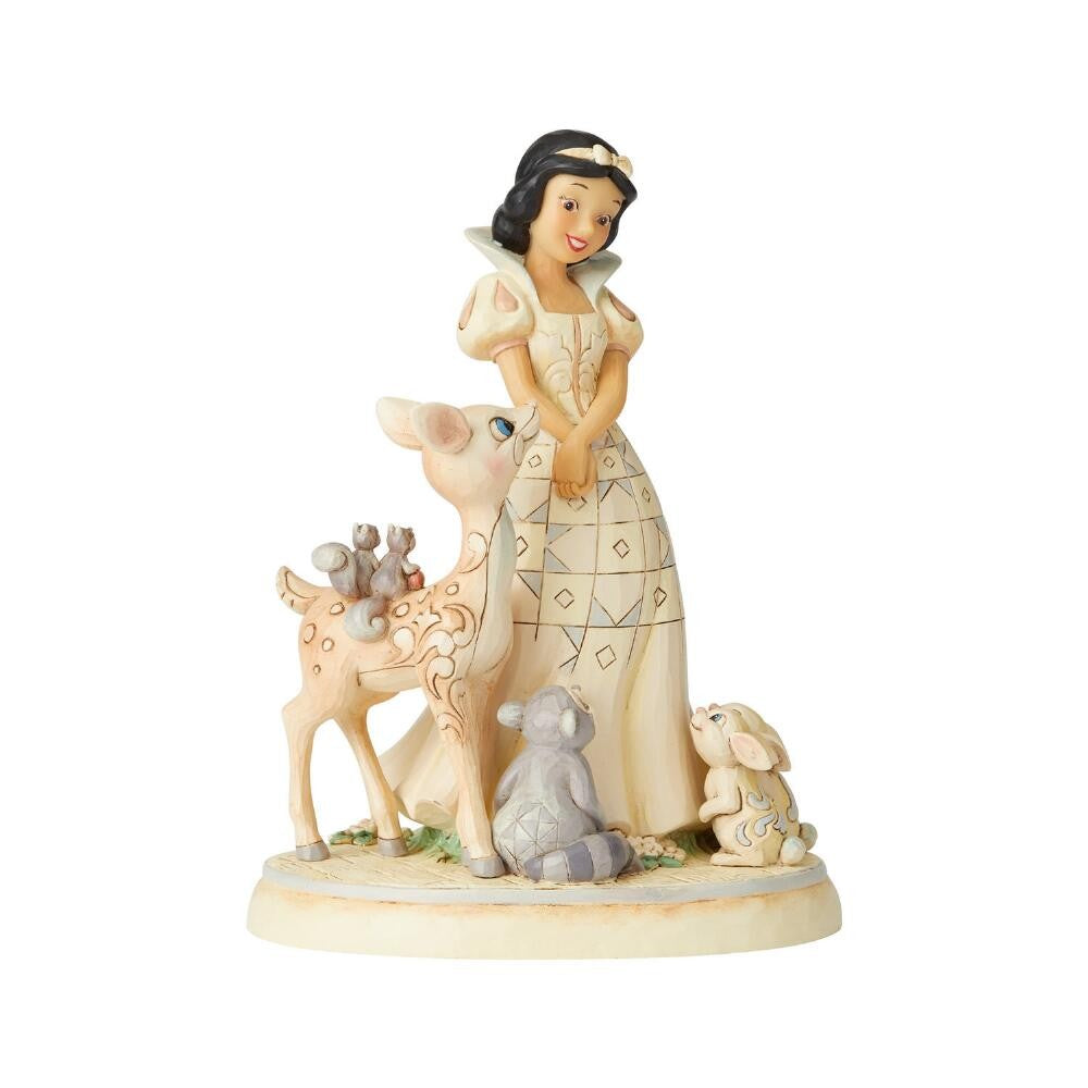 DISNEY TRADITIONS BY JIM SHORE SNOW WHITE WITH ANIMALS WHITE WOODLAND 20CM