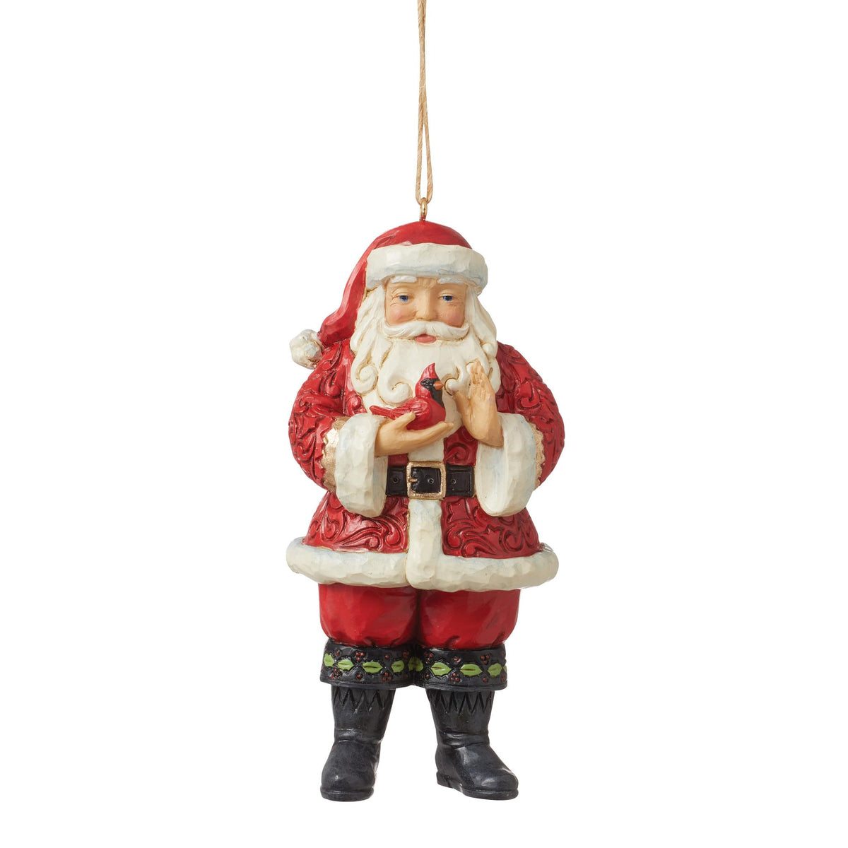 Heartwood Creek By Jim Shore Santa Holding A Cardinal Hanging Ornament