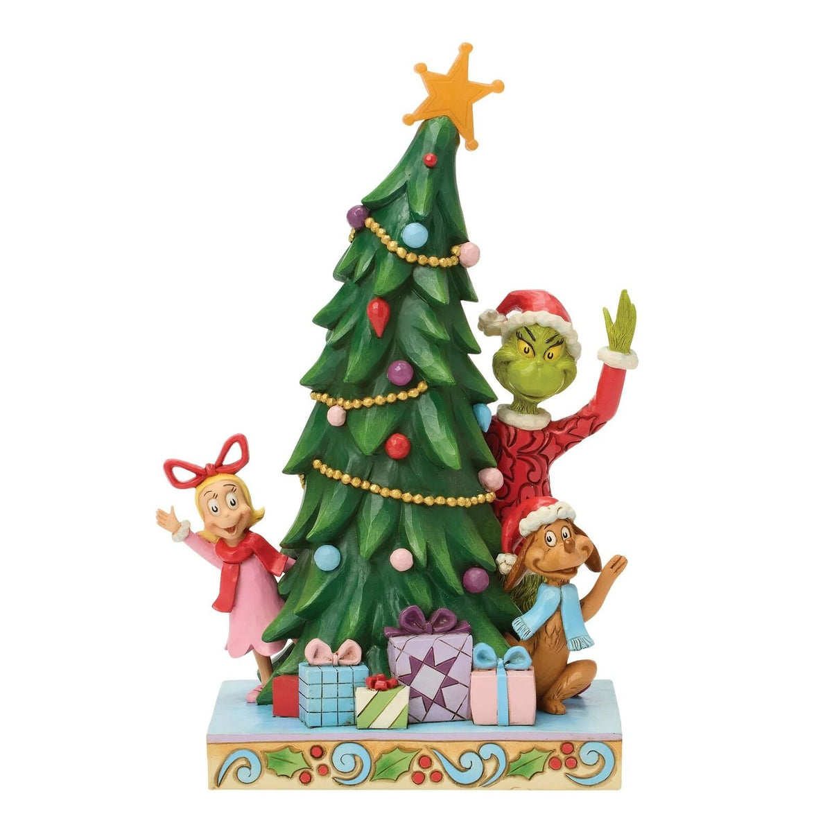 The Grinch By Jim Shore Grinch, Cindy & Max With Christmas Tree Peeking