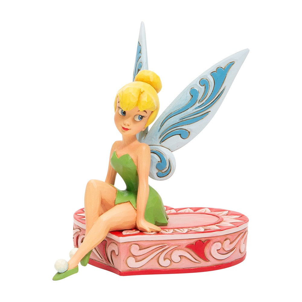 DISNEY TRADITIONS BY JIM SHORE TINKER BELL SITTING ON HEART 13CM