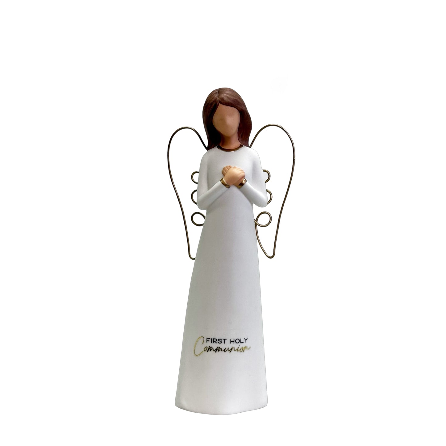 CERAMIC FLOURISH ANGEL WITH WIRE WINGS COMMUNION