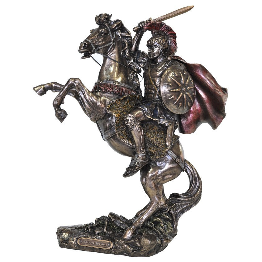 VERONESE DESIGNS BRONZE ALEXANDER THE GREAT ON HORSE FIGURINE