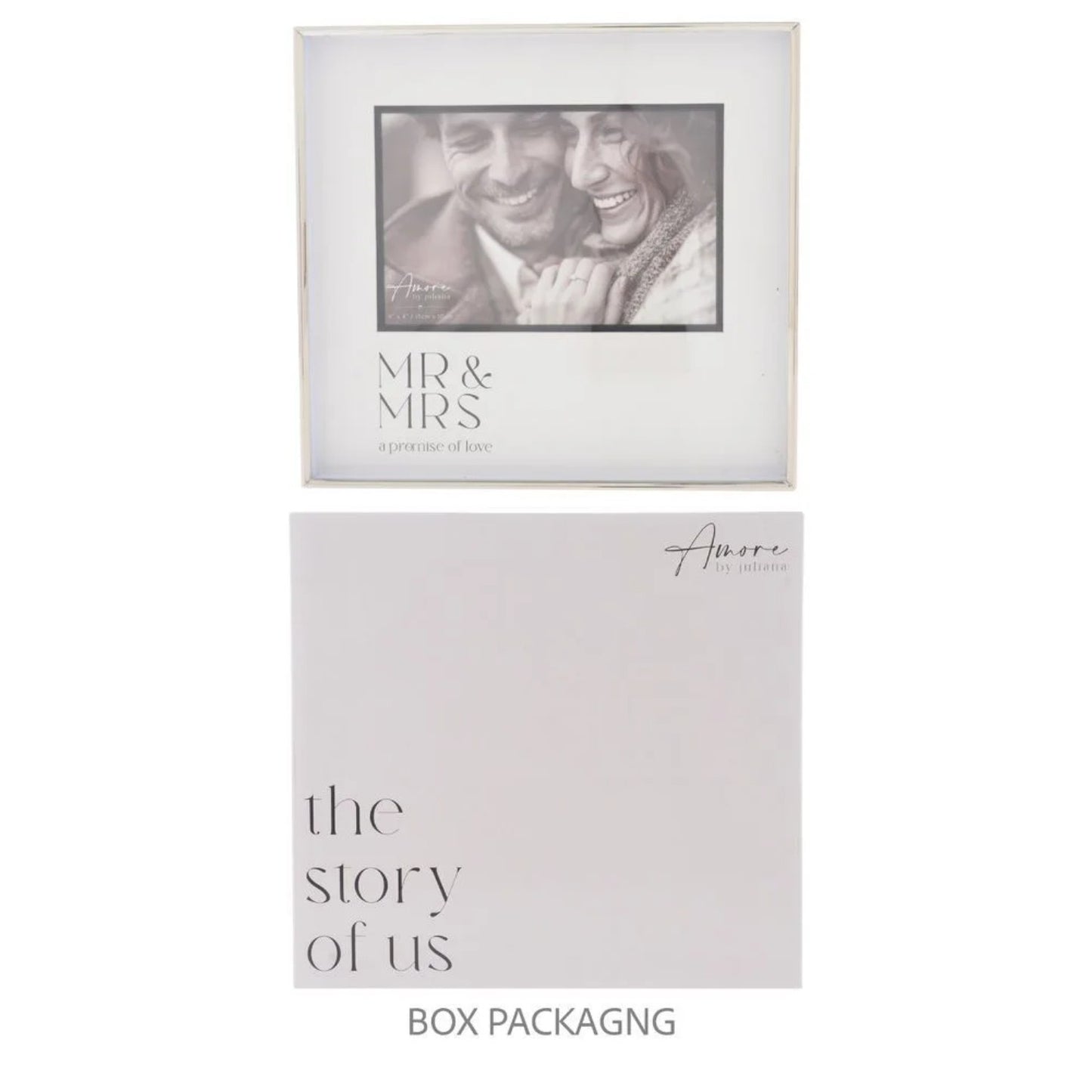 Engagement Photo Frame Amore Silver Mr & Mrs 6x4