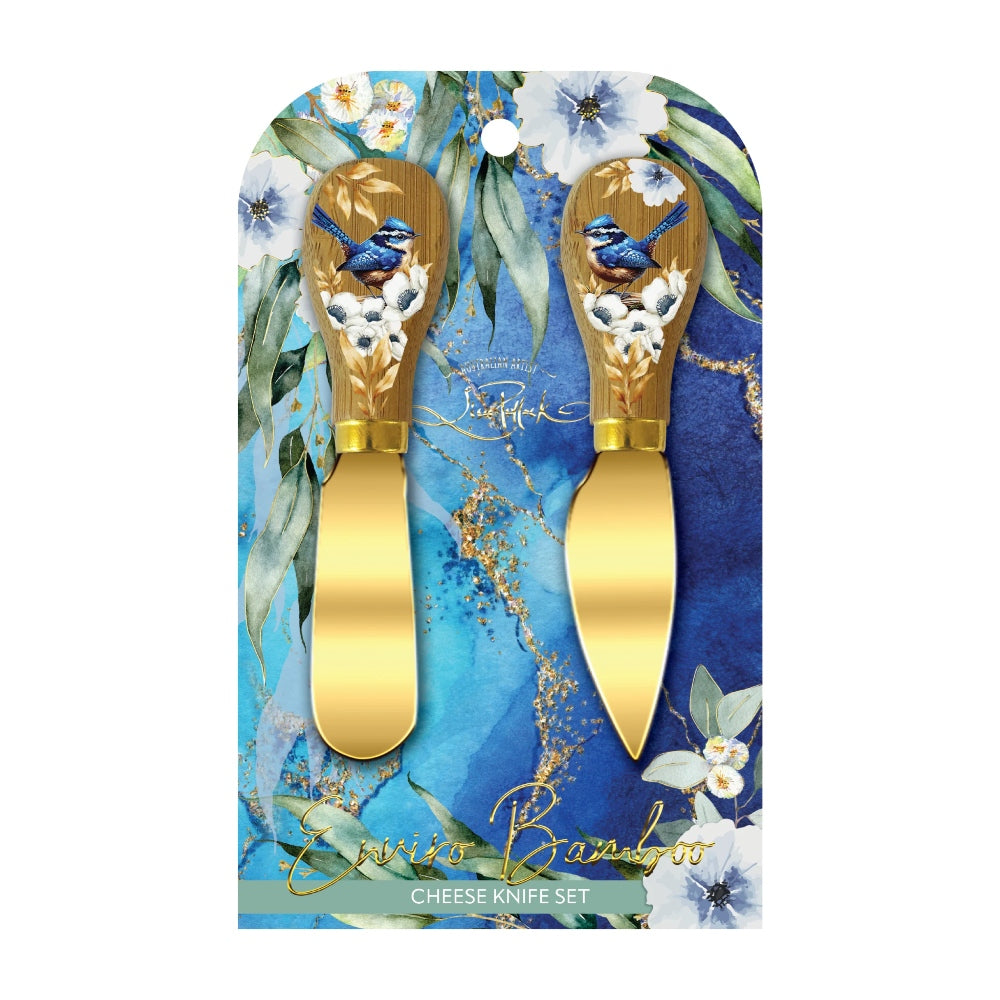 Lisa Pollock Set of 2 Cheese Knives Cheeky Wren