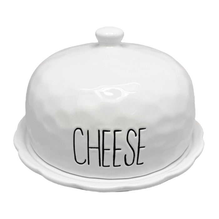 Ceramic Cheese Dome White Spade Design