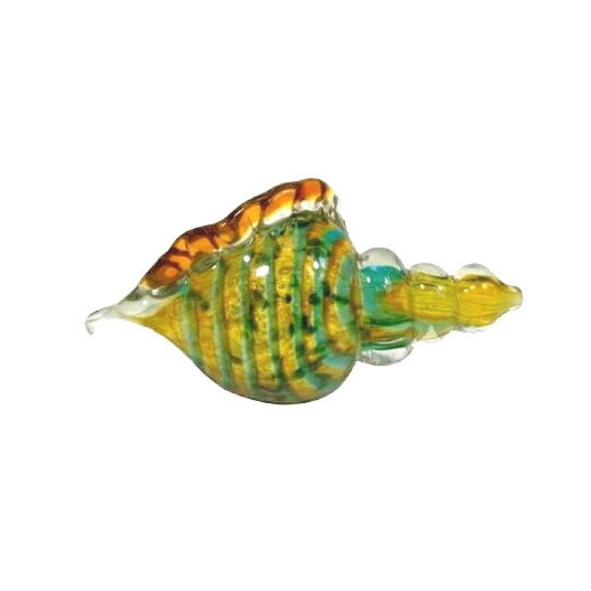 ZIBO ART GLASS TROPICAL SHELL YELLOW & GREEN