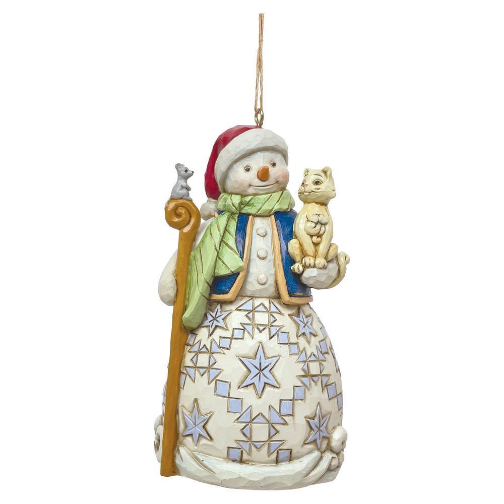 HEARTWOOD CREEK HANGING ORNAMENT SNOWMAN WITH CAT