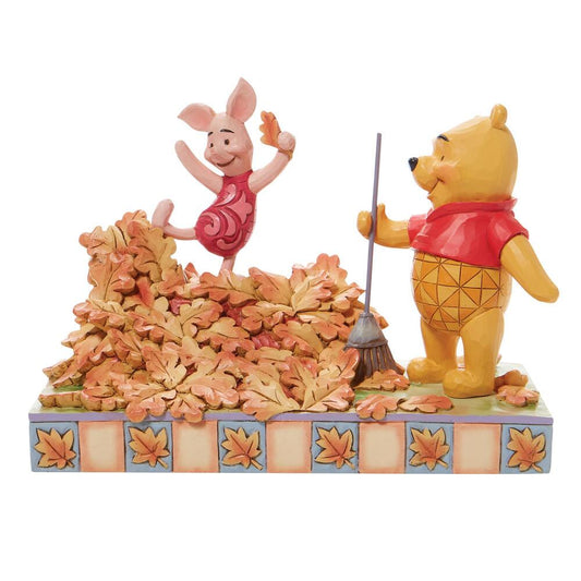 DISNEY TRADITIONS BY JIM SHORE POOH AND PIGLET IN LEAVES 14CM
