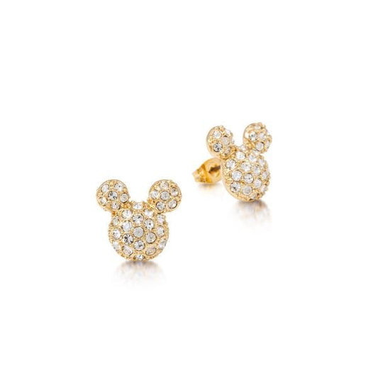 DISNEY COUTURE KINGDOM MICKEY MOUSE SCATTER CRYSTAL STUD EARRINGS YELLOW GOLD PLATED