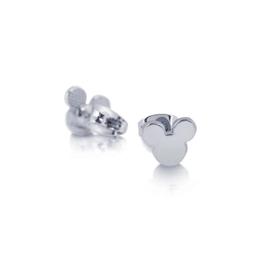 DISNEY COUTURE KINGDOM MICKEY MOUSE STUD EARRINGS WHITE GOLD PLATED