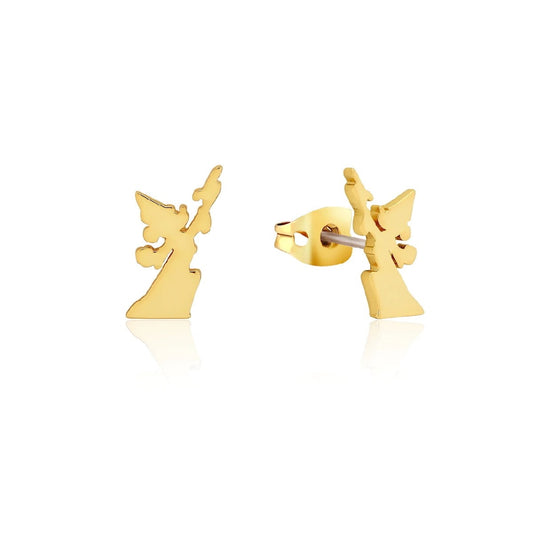 DISNEY COUTURE KINGDOM FANTASIA SORCERER'S APPRENTICE MICKEY REACH FOR THE STARS STUD EARRINGS YELLOW GOLD PLATED