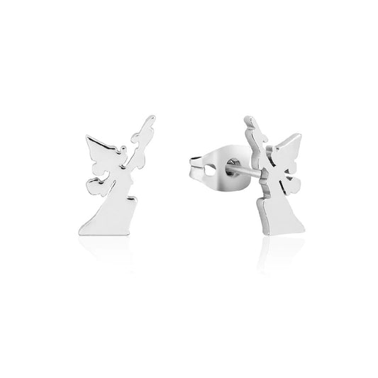 DISNEY COUTURE KINGDOM FANTASIA SORCERERS APPRENTICE MICKEY REACH FOR THE STARS STUD EARRINGS WHITE GOLD PLATED