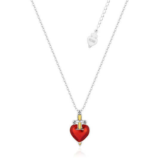 DISNEY COUTURE KINGDOM SNOW WHITE EVIL QUEEN HEART DAGGER NECKLACE WHITE GOLD PLATED