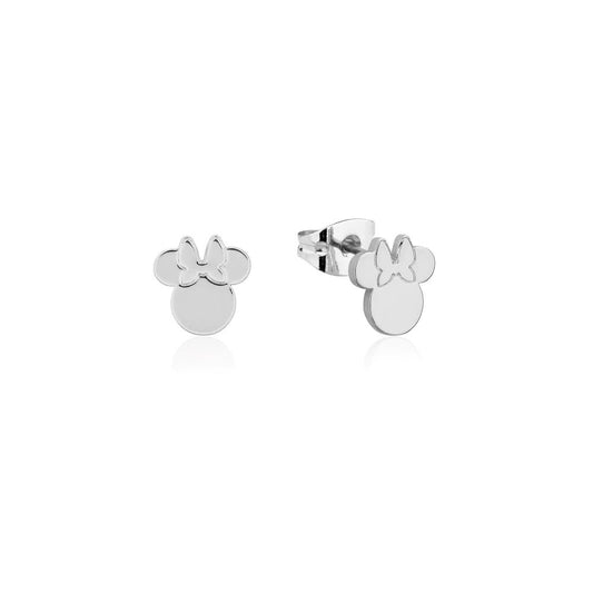 DISNEY COUTURE KINGDOM MINNIE MOUSE STUD EARRINGS WHITE GOLD PLATED