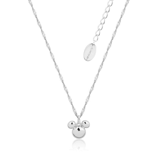 DISNEY COUTURE KINGDOM MICKEY MOUSE PENDANT NECKLACE WHITE GOLD PLATED