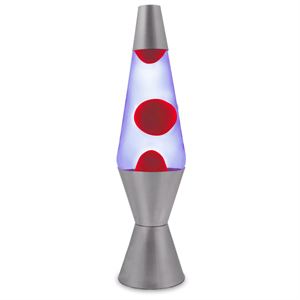 LAVA LAMP 37CM RETRO SHAPE SILVER BASE WITH PURPLE WATER & RED WAX