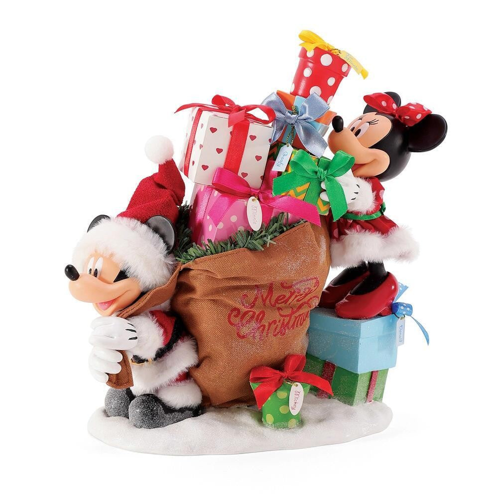 DEPARTMENT 56 POSSIBLE DREAMS DISNEY CHRISTMAS MICKEY & MINNIE WITH SACK AND PRESENTS